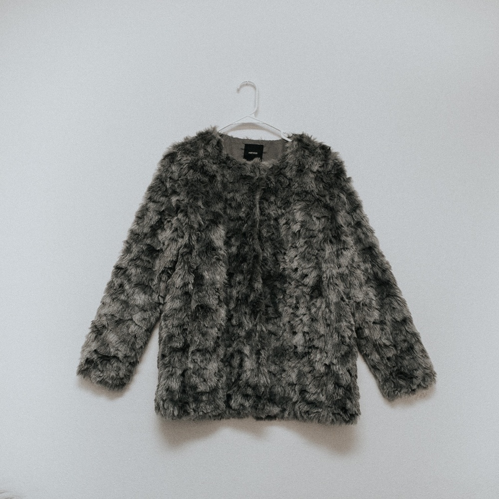 Gray Faux Fur Coat